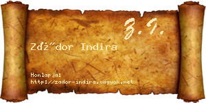 Zádor Indira névjegykártya